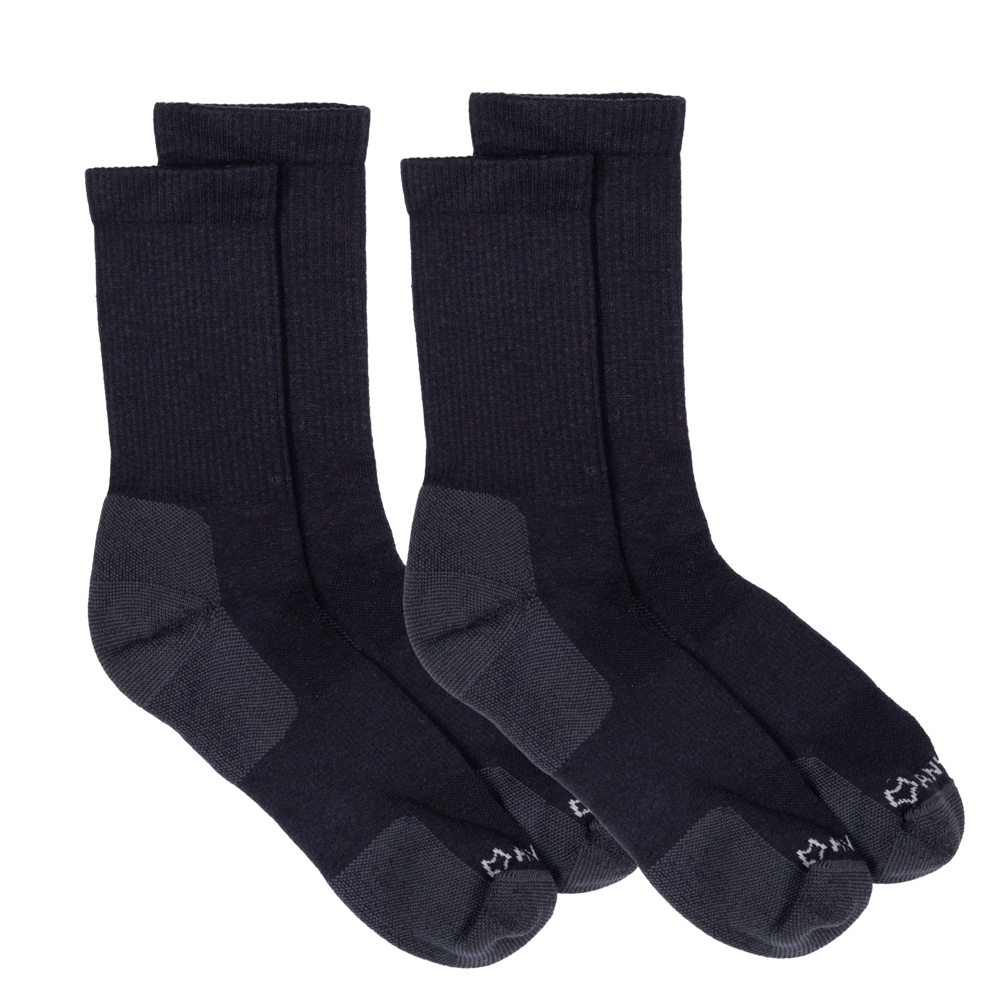 Anywear Essential Lightweight Crew Sock - 2 Pack Black/Black L/XL - Fox River