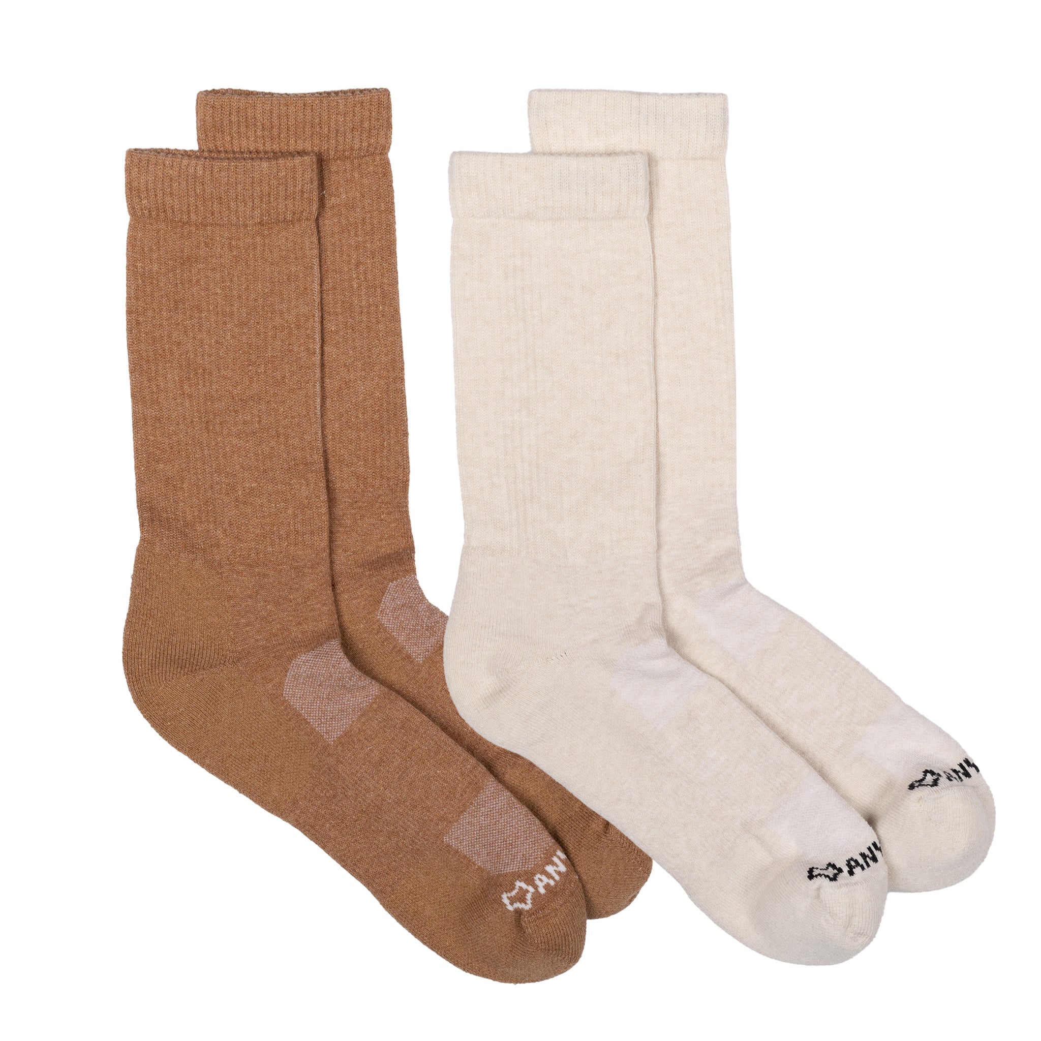 Anywear Essential Lightweight Crew Sock - 2 Pack Coffee/Linen S/M - Fox River