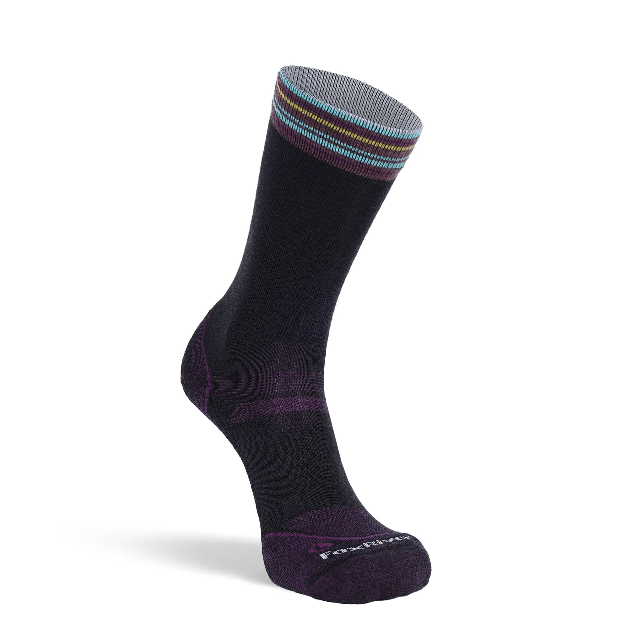 Women's Stripe Medium Weight Crew Hiking Sock Black Small - Fox River